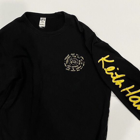 Keith Haring x Uniqlo Black Sweatshirt Big Spell out Size M - Picture 6 of 6